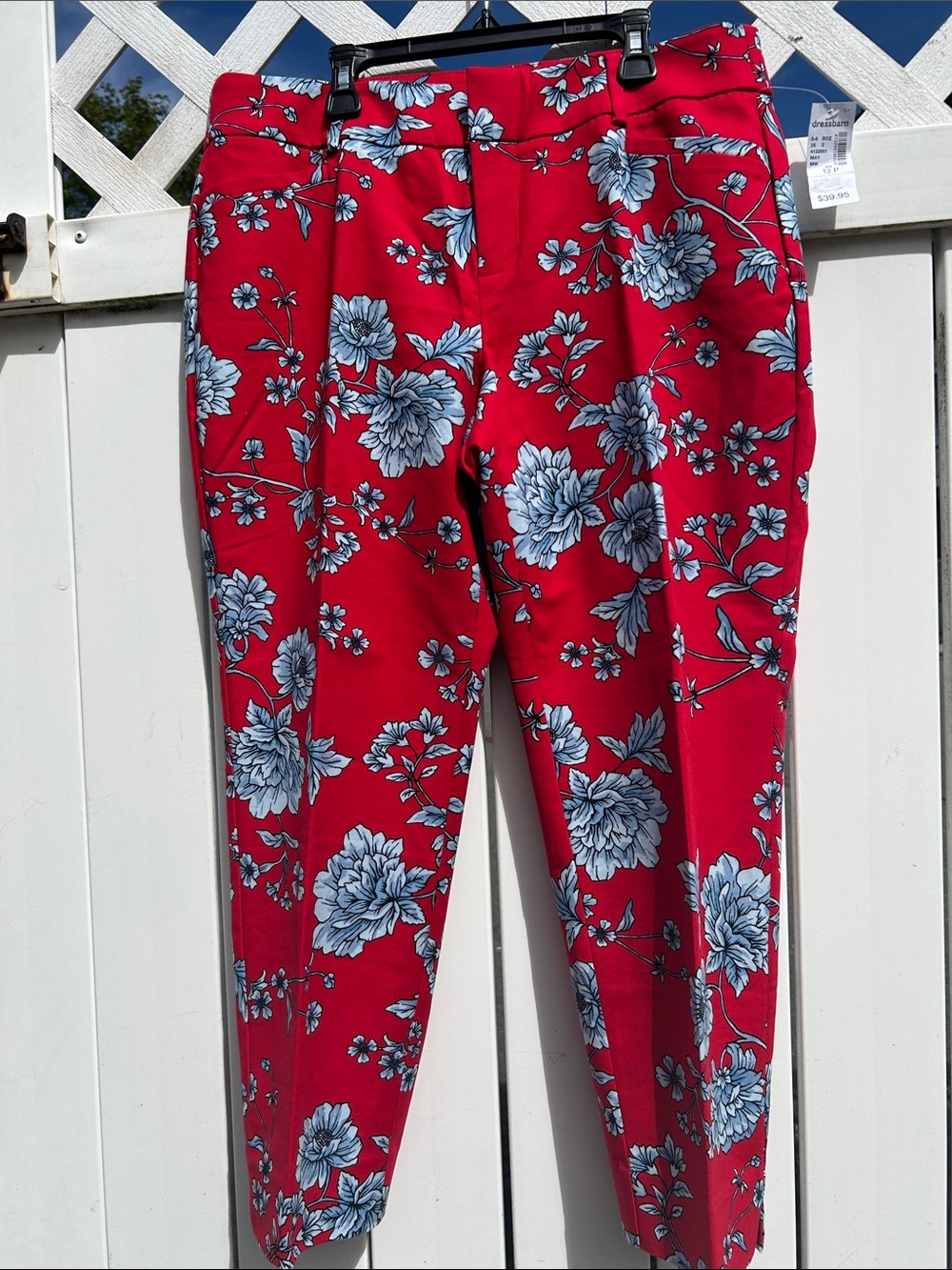 Dress Barn Red Floral Skinny Pants